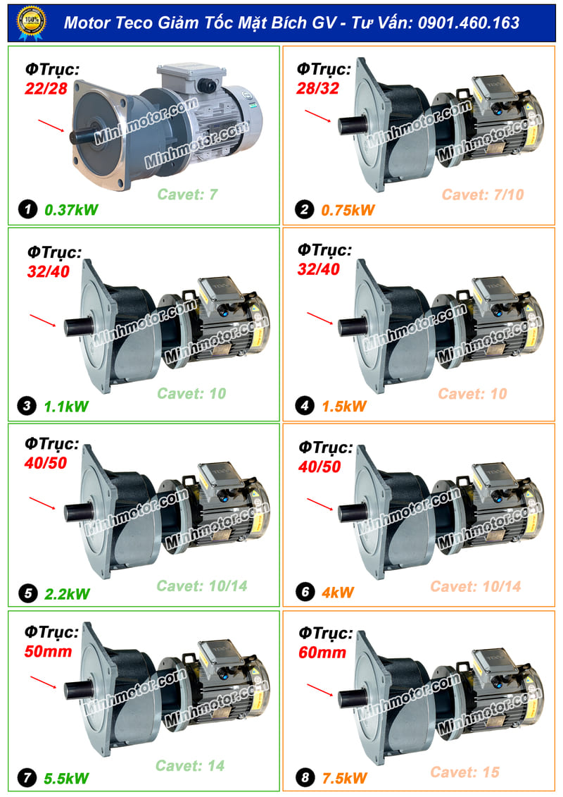 Bản vẽ Motor giảm tốc Teco 1.5Kw 2Hp Đài Loan mặt bích