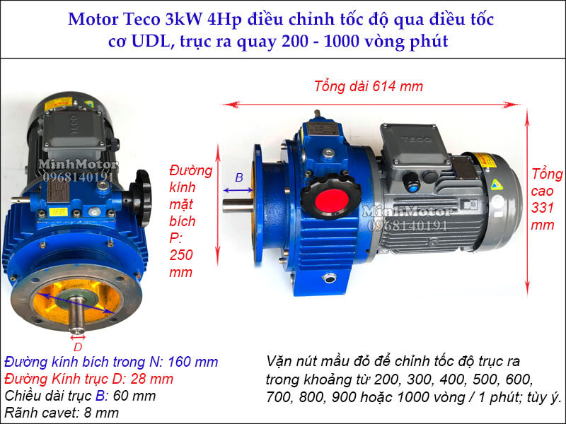 Thông số kỹ thuật motor điều tốc teco 3Kw 4Hp