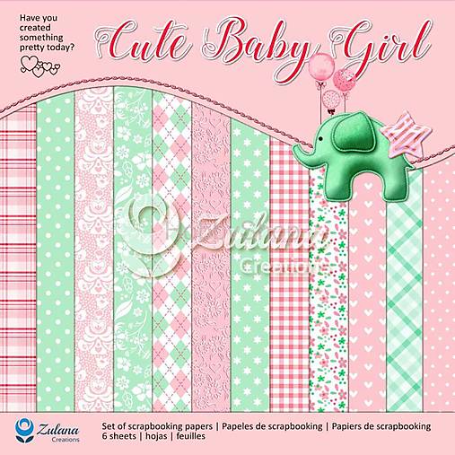 Papier - sada papierov Cute baby girl 6+1 - 12955075_