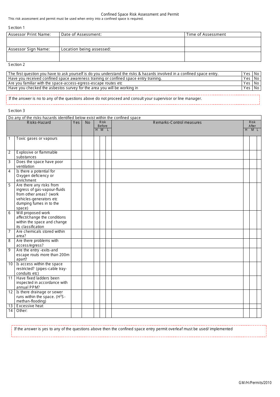 Confined Space Template