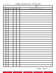 Document preview: Form AO187A Exhibit and Witness List - Continuation