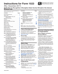 Document preview: Instructions for IRS Form 1023 Application for Recognition of Exemption Under Section 501(C)(3) of the Internal Revenue Code