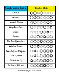 Document preview: Suzuki Violin Music Practice Chart - Book 2