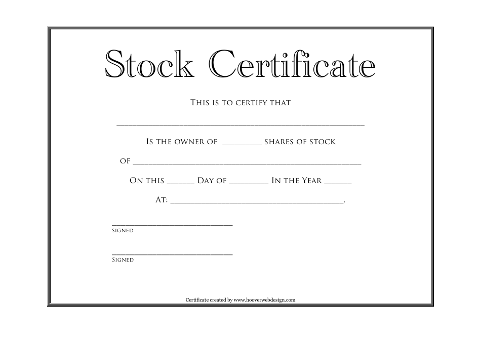 Stock Certificates Templates