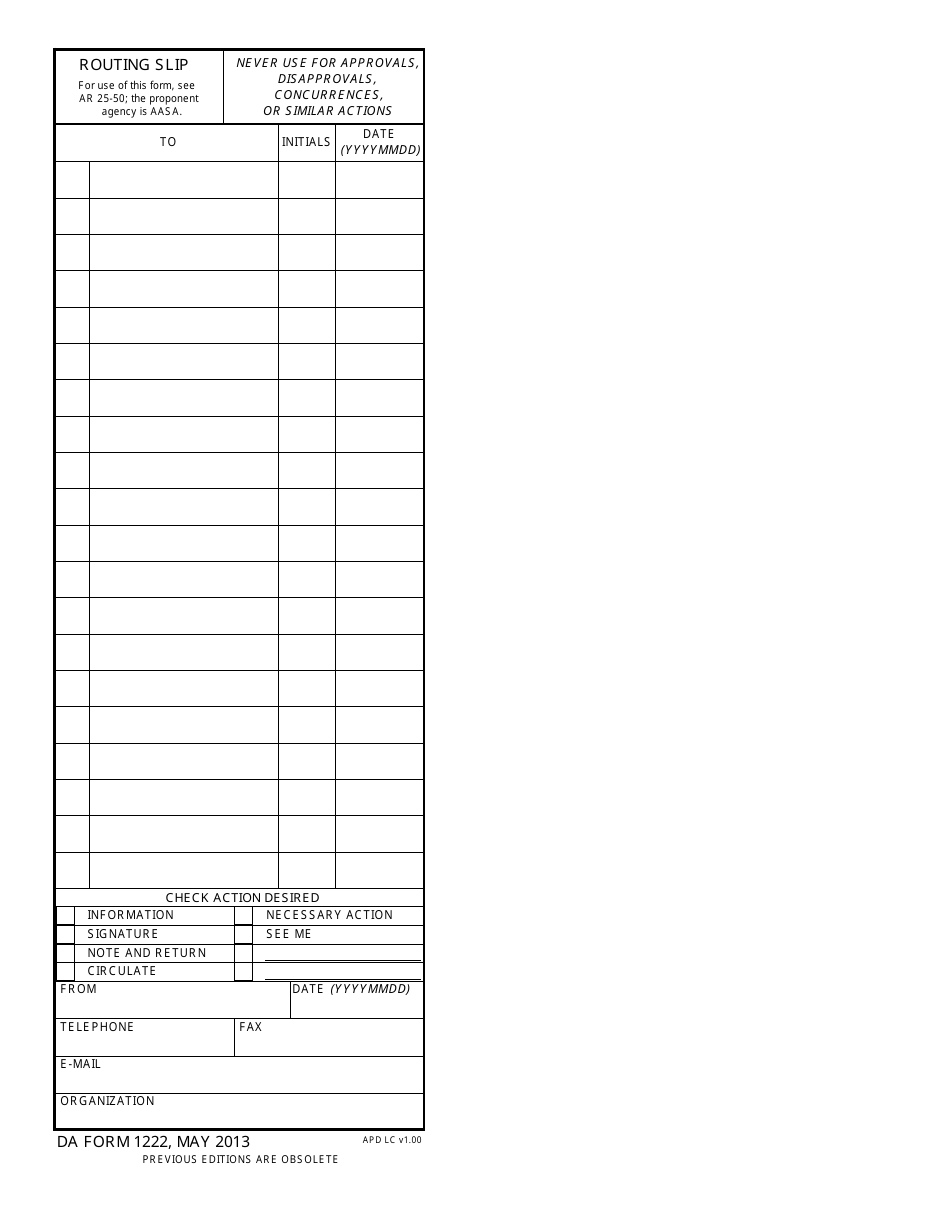 DA Form 1222 - Fill Out, Sign Online and Download Fillable PDF ...