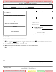 Document preview: Form JV-828 Notice of Action (California Rules of Court, Rule 8.452) - California