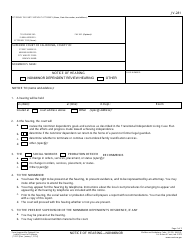 Document preview: Form JV-281 Notice of Hearing - Nonminor - California