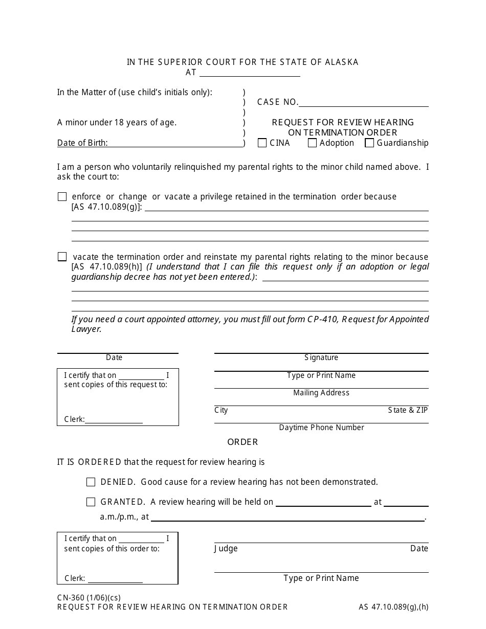 Form CN-360 - Fill Out, Sign Online and Download Printable PDF, Alaska ...