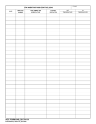 Document preview: ACC Form 140 Ctk Inventory and Control Log