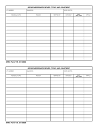 Document preview: AFRC Form 175 Broken/Missing/Removed Tools and Equipment