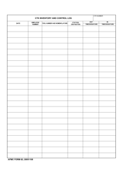 Document preview: AFMC Form 62 Ctk Inventory and Control Log