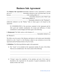 Document preview: Business Sale Agreement Template