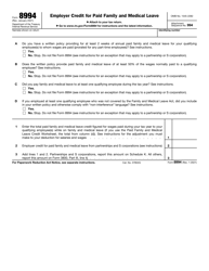 Document preview: IRS Form 8994 Employer Credit for Paid Family and Medical Leave