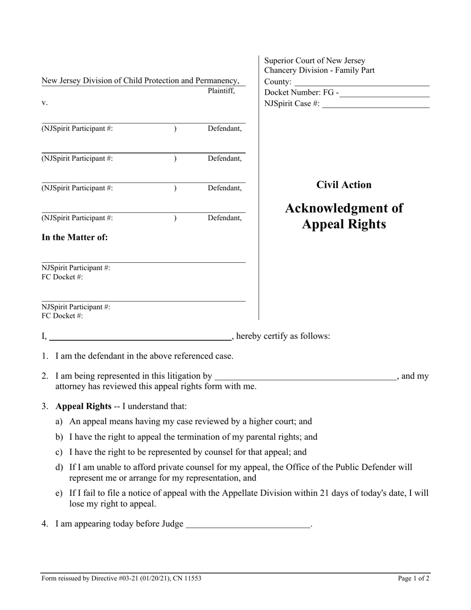 Form 11553 Download Printable PDF or Fill Online Acknowledgment of ...