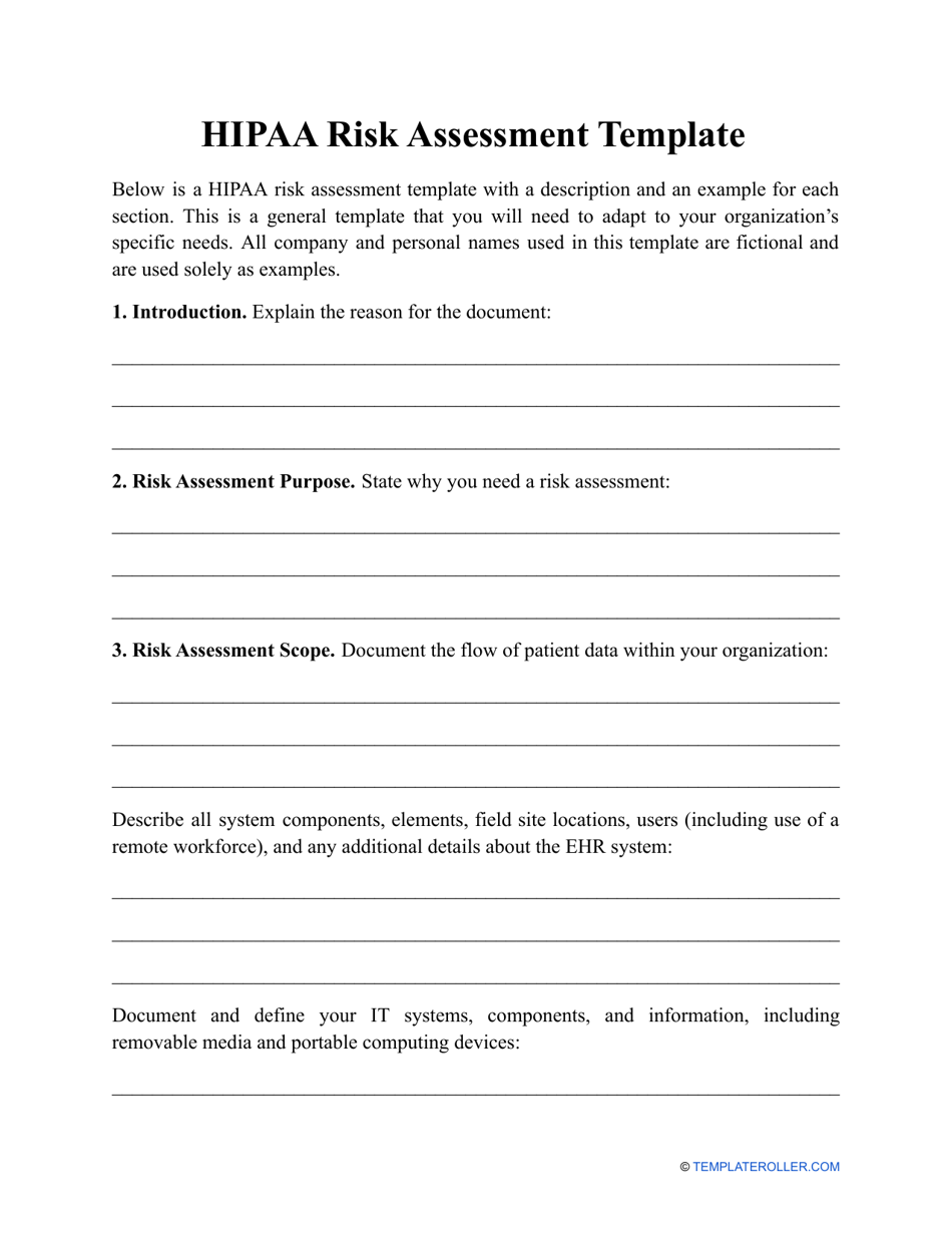 HIPAA Risk Assessment Template - Fill Out, Sign Online and Download PDF ...