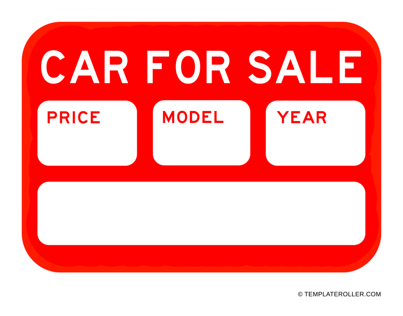 For Sale Car Templates Signs