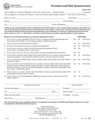 Document preview: Prenatal Lead Risk Questionnaire - Illinois