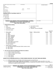 Document preview: Form JV-446 Findings and Orders After Postpermanency Hearing - Permanent Plan Other Than Adoption - California