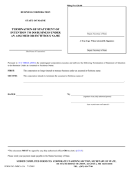 Document preview: Form MBCA-5A Termination of Statement of Intention to Do Business Under an Assumed or Fictitious Name - Maine