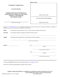 Document preview: Form MNPCA-5A Termination of Statement of Intention to Carry on Activities Under an Assumed or Fictitious Name - Maine