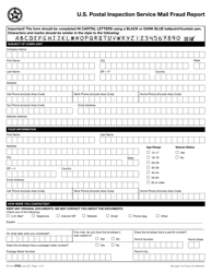 Document preview: PS Form 8165 U.S. Postal Inspection Service Mail Fraud Report