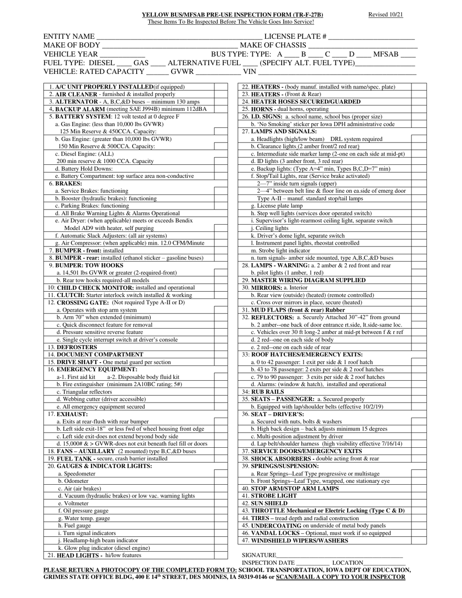 Form TR-F-27B - Fill Out, Sign Online and Download Printable PDF, Iowa ...