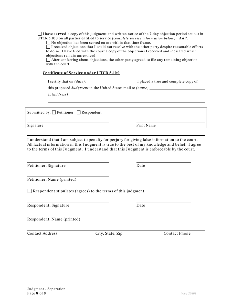 Oregon General Judgment of Separation Without Children - Fill Out, Sign ...