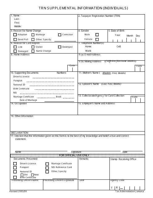 Trn Supplemental Information (Individuals) - Jamaica