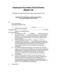 Document preview: Form 14 Application for Financing a Life Insurance Policy out of the Provident Fund Account - India