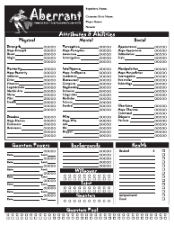 Document preview: Aberrant Character Sheet