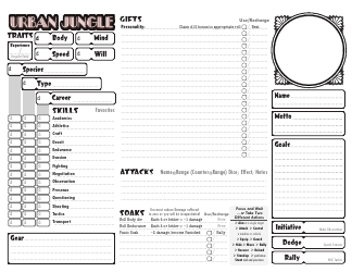 Document preview: Urban Jungle Character Sheet Template