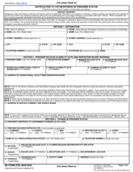 Document preview: DD Form 2705 Notification to Victim/Witness of Prisoner Status