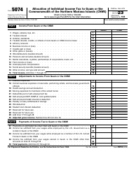 Document preview: IRS Form 5074 Allocation of Individual Income Tax to Guam or the Commonwealth of the Northern Mariana Islands (CNMI), 2023