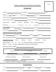 Document preview: Ethiopian Visa Application Form - Stockholm, Sweden