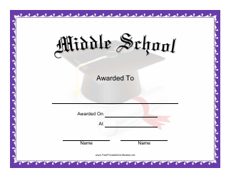 Document preview: Middle School Award Certificate Template