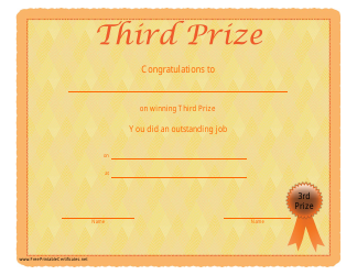 Document preview: Third Prize Certificate Template