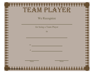 Document preview: Team Player Certificate Template