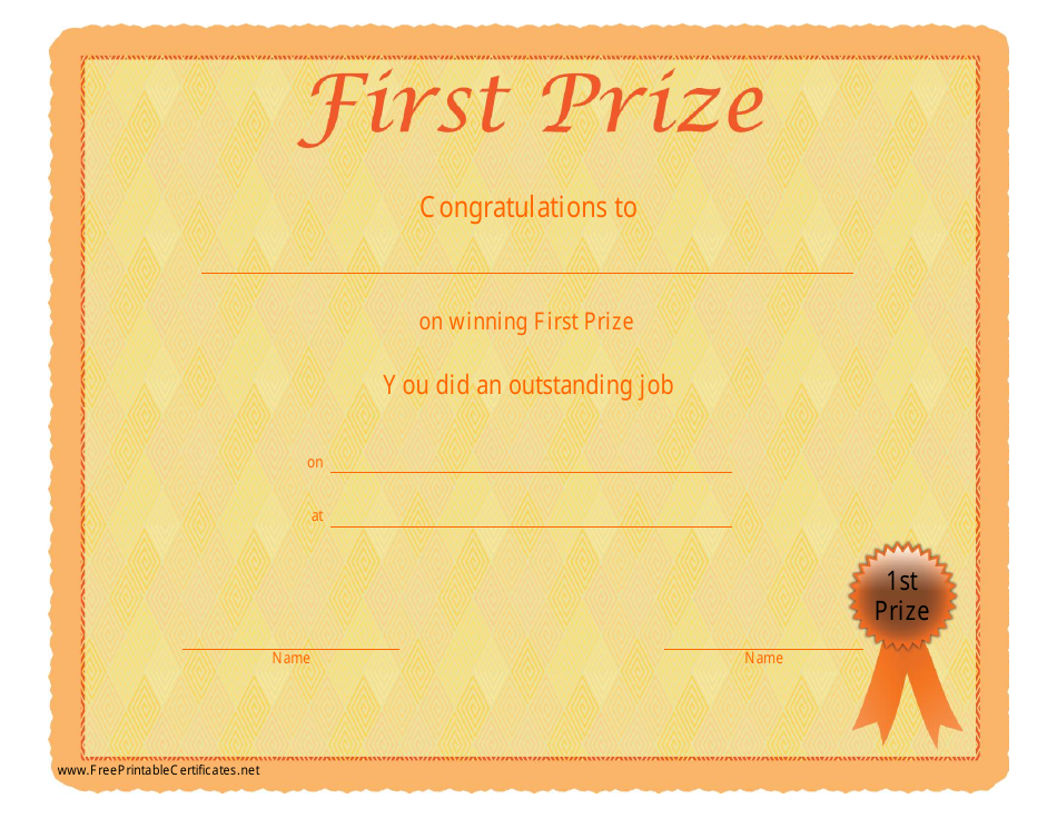 First Prize Certificate Template image