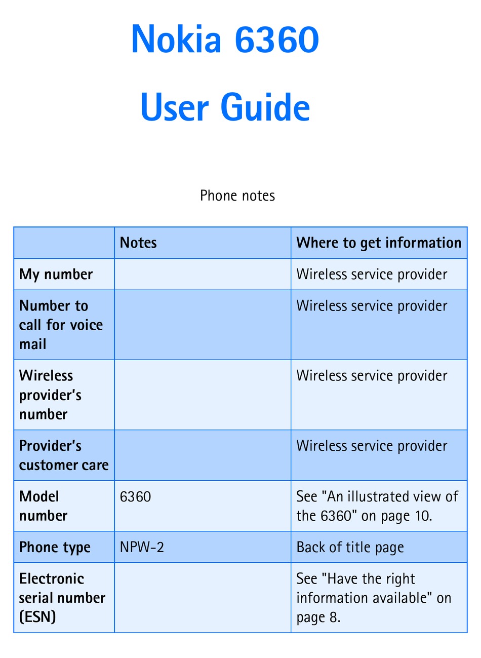 NOKIA 6360 USER MANUAL Pdf Download | ManualsLib