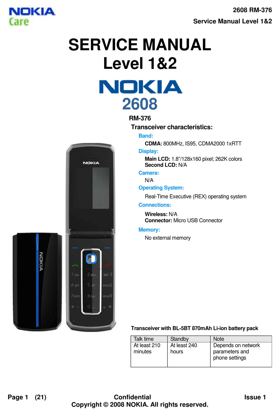 NOKIA 2608 SERVICE MANUAL Pdf Download | ManualsLib