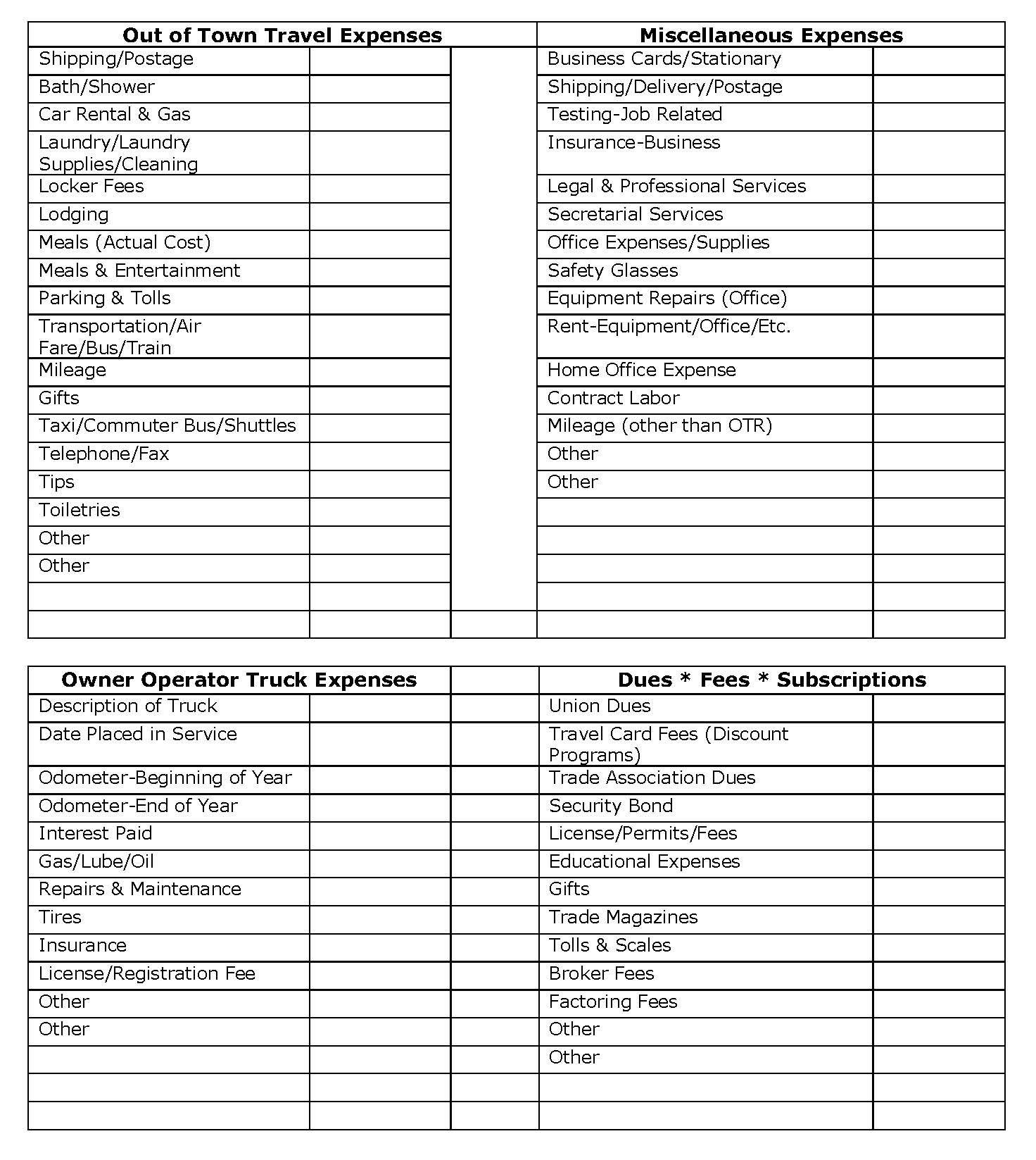 Truck Driver Taxes | Jrc Transportation In Truck Driver Expense Spreadsheet