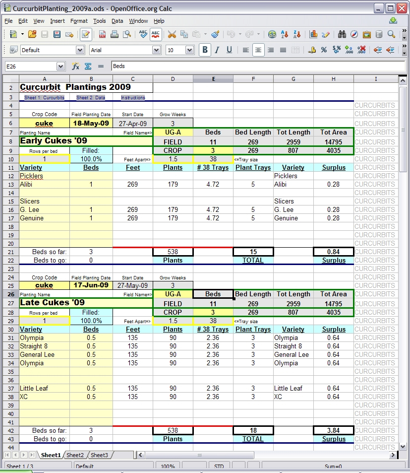 Farm Spreadsheet With Spreadsheet Planting Calculator  Snakeroot Organic Farm