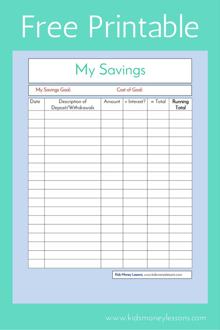 Free Printable Savings Goal Chart