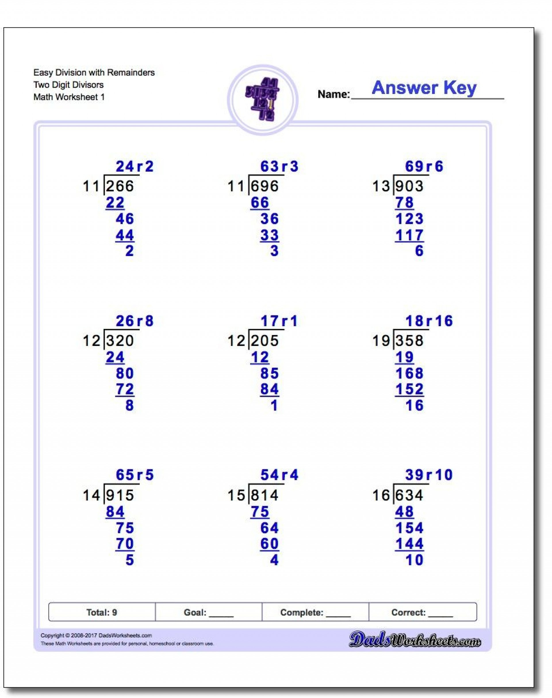 Long Division Worksheets For 5th Graders