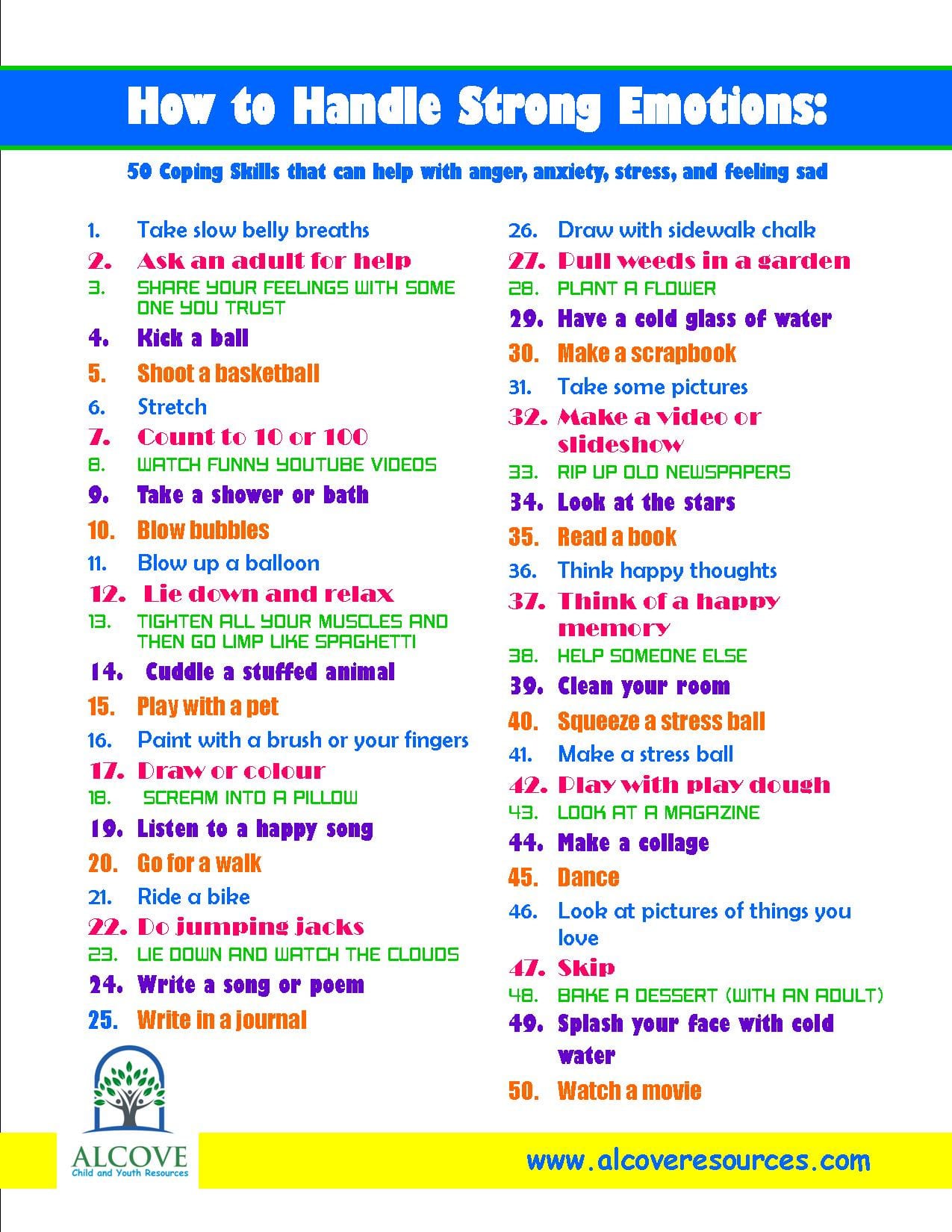 Printable Coping Coping Skills Worksheets