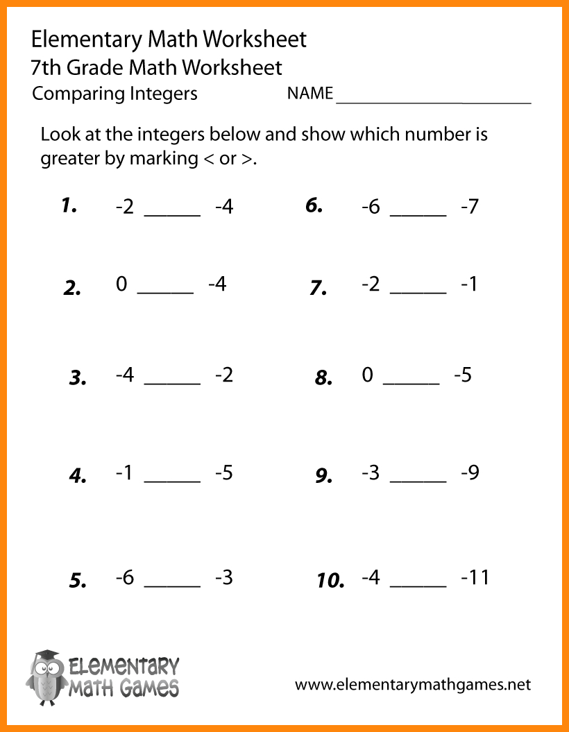 Integers Worksheet Grade 7 — db-excel.com