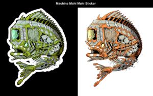 Machine Mahimahi Sticker | Diseño Gráfico por Tomi Ax