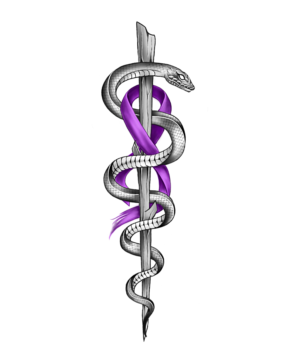 Combination of epilepsy ribbon and the rod of asclepius | Tattoo Design by Jezzus