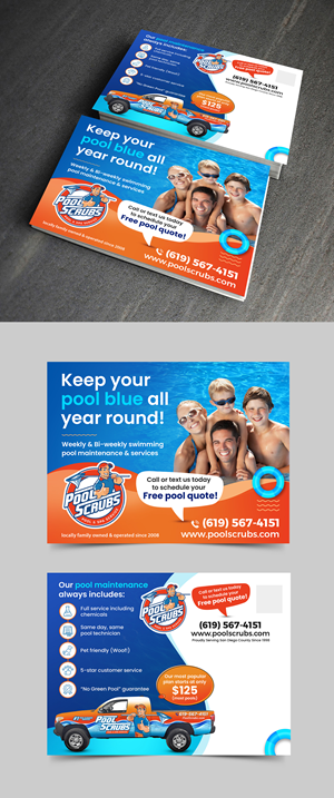 Post card design for pool service company