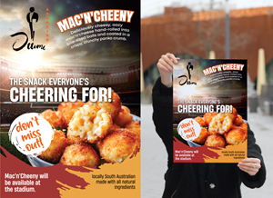 Design a Poster to Advertise Mac'n'Cheeny at the Netball Stadium